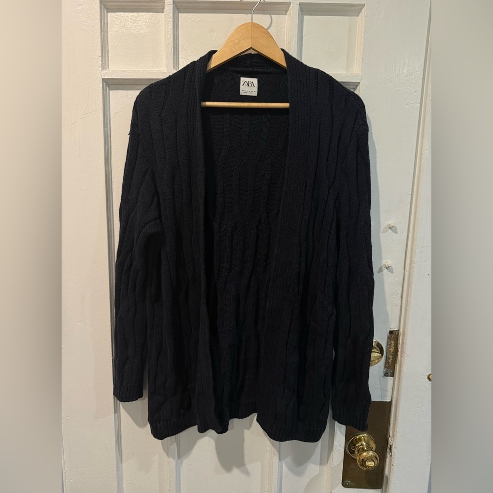 Zara Black Cable Knit Cardigan